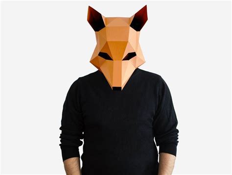Fox Mask Diy Printable Animal Mask Papercraft Template Etsy Printable