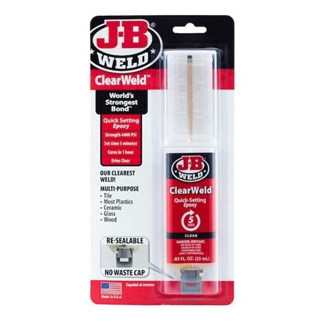 Purchase The J B Weld Clear Weld Quick Setting Epoxy Syringe At