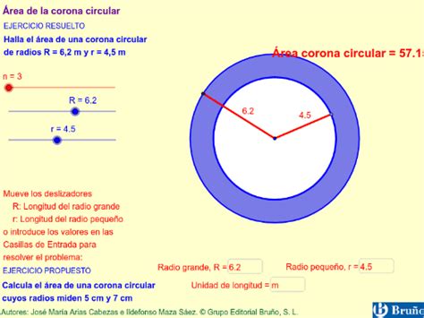 Área de la corona circular GeoGebra