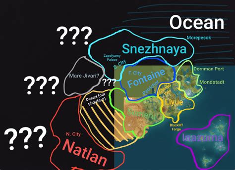 Speculative Map Of Teyvat With Cities Genshin Impact Hoyolab