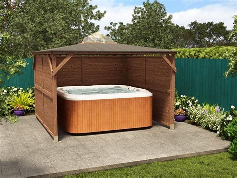 Erin Gazebo Solid Wall Panels Gazebos Dunster House Hot Tub Shelters Hot Tub Garden