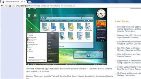 Free Download Vista Theme For Windows 7 Theme Image