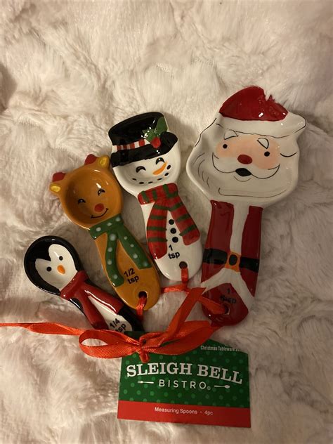 Christmas measuring Spoons Santa Reindeer Snowman Penguin Sleigh Bell