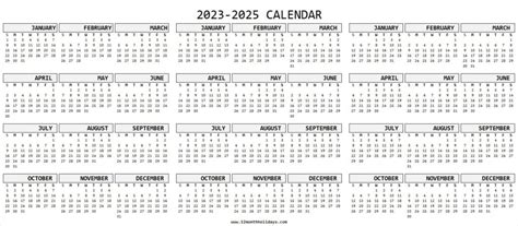 2023 2024 2025 Calendar Excel Printable Free Calendar