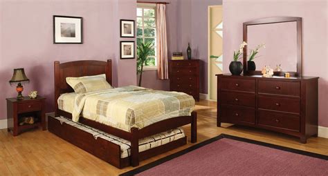 Omnus Youth Bedroom Set W Cara Bed Cherry By Furniture Of America FurniturePick
