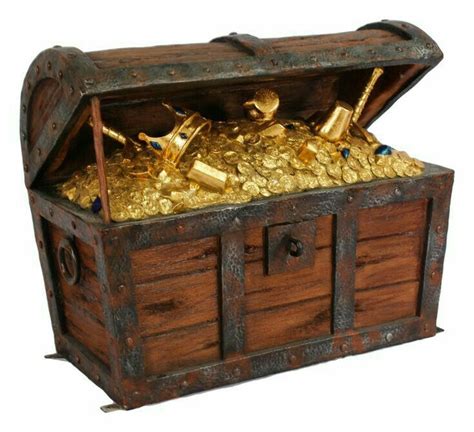 An Old Wooden Chest Filled With Gold Coins