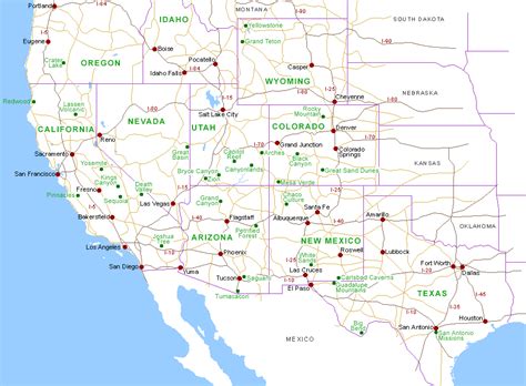 Road Map Of Southwest Usa Cvln Rp