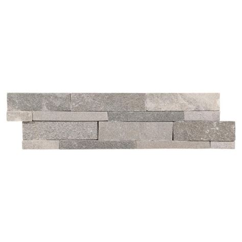 Alpine Gray Split Face Quartzite Panel Ledger Stacked Stone Walls