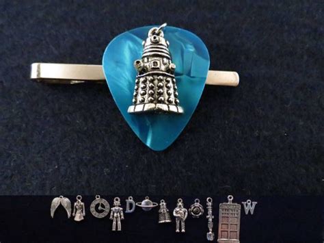 Doctor Who Guitar Pick Tie Bar With The Charm Of Your Choice Etsy
