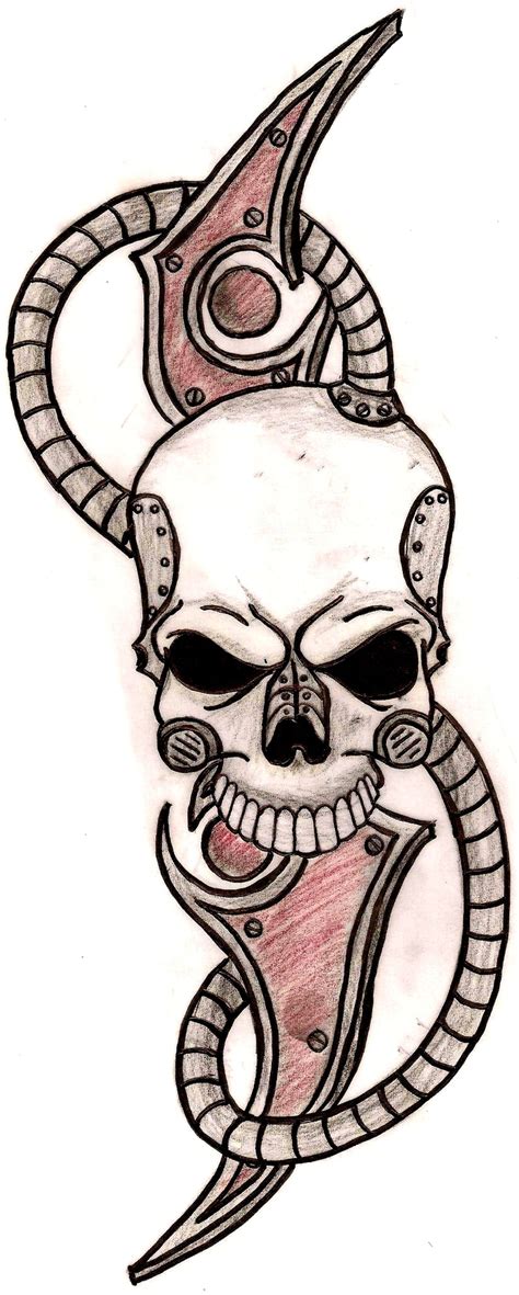 Biomechanical Tribal Skull Tattoo By ~metacharis On Deviantart Desenhos
