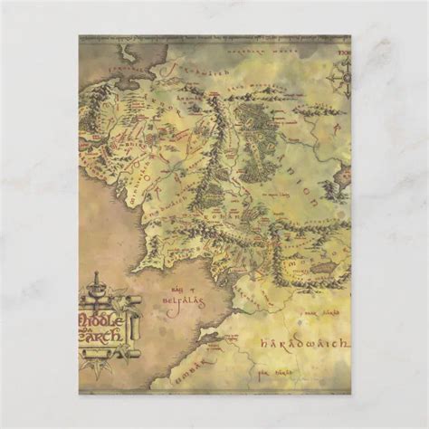 Middle Earth Map Postcard Zazzle