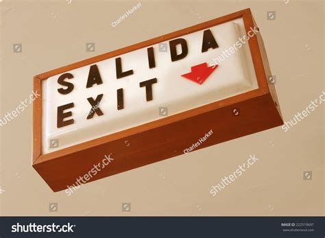 Vintage Mid Century Bilingual Salida Exit Sign Mexico In Spanish And