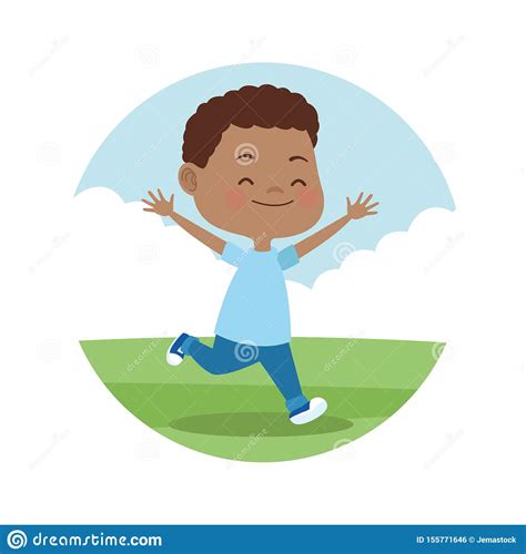 Cute Boy Playing In Park Kids Cartoons Stock Vector Illustration Of