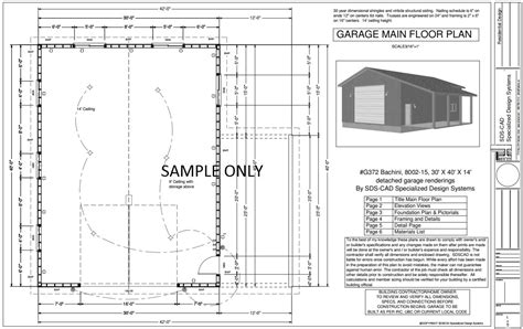 G372 30 X 40 X 14 Tall Garage Plan With Pdf And Dwg