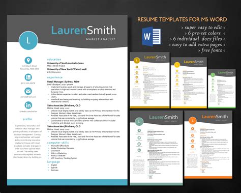 Elegant 3 In 1 Resume Template For Ms Word By Inkpower Thehungryjpeg