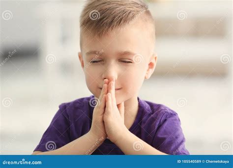Cute Little Boy Praying Stock Image Image Of Faith 105540589