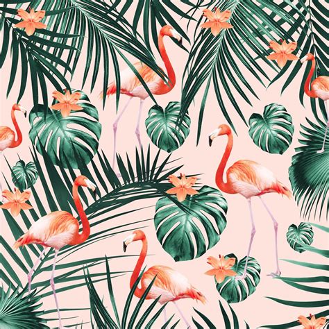 Tropical Flamingo Pattern 2 Wall Mural Flamingo Wallpaper Painting