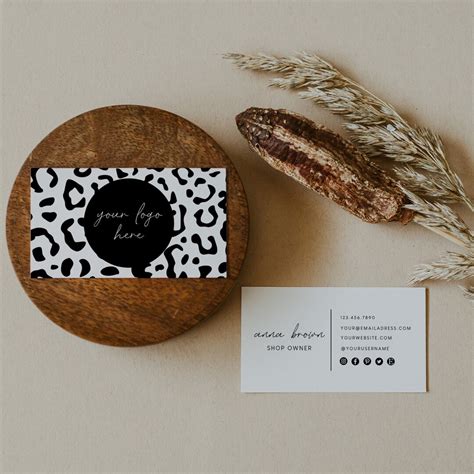 Leopard Print Small Business Card Template Animal Print Business Cards