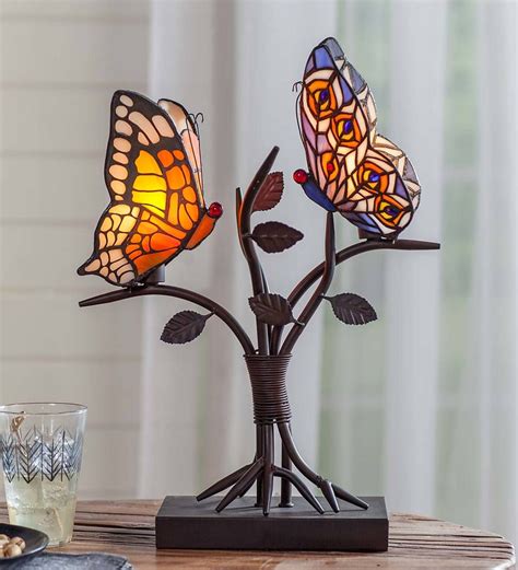 Let This Stained Glass Butterfly Accent Lamp Alight On An End Table Or