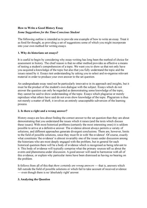 How To Write A Good History Essay Treat It As Food For Thought As Providing A Set Of