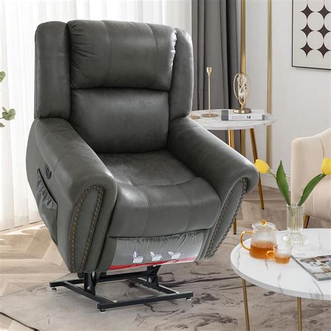 Amazon Com Easeland Dual Motor Power Lift Leather Recliner Sofa Chair Large Lay Flat Sleeping