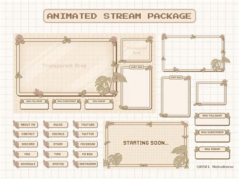 Animated Stream Overlay Package For Twitch Cute Plant Garden Theme