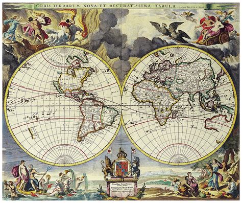 A New World Accurate Map World Map Old Cartographic Map Antique