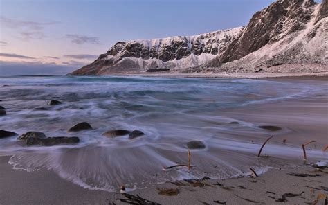 A Calm Morning On Unstad Beach 5k Mac Wallpaper Download Allmacwallpaper
