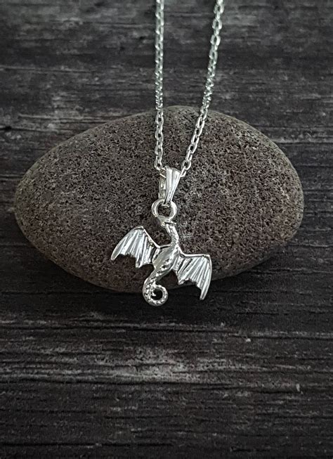 Silver Dragon Necklace Solid 925 Sterling Silver Dragon Etsy