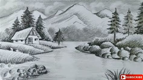 Pencil Drawing Scenery : Nature Scenery Pencil Sketch ...