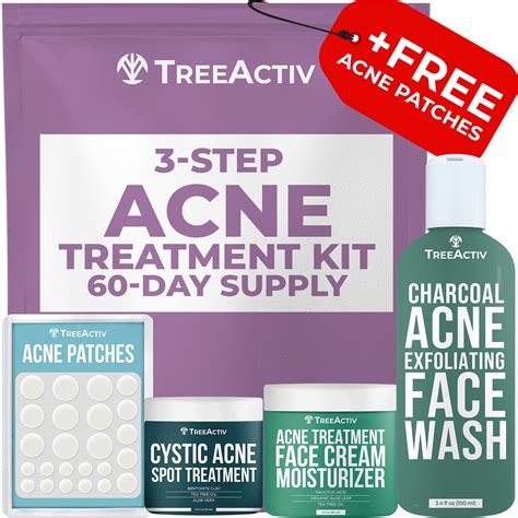Treeactiv 3 Step Acne Treatment Kit Charcoal Face Wash Bentonite