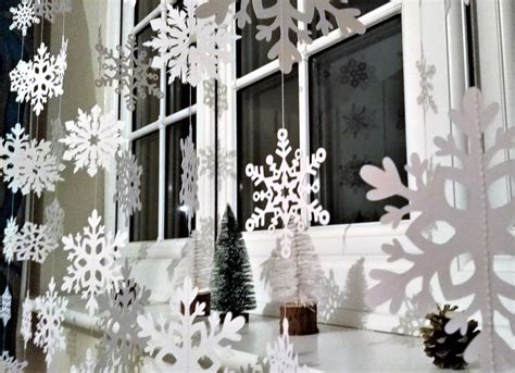 White Christmas Snowflake Garland Christmas Decorations Xmas