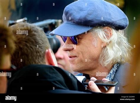bob geldof musician and political activist being interviewed backstage in parliament square