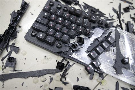 Broken Keyboard Destroyed Keyboard An Image Of Computer Frustration
