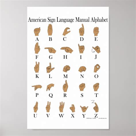 American Sign Language Asl Alphabet Poster Zazzle