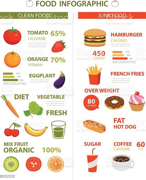Healthy And Junk Food Infographic Stock Illustration Download Image