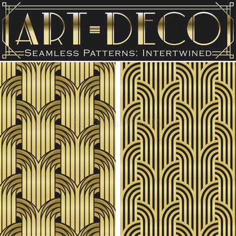 Art Deco Gold Seamless Patterns Intertwined Stock Vector