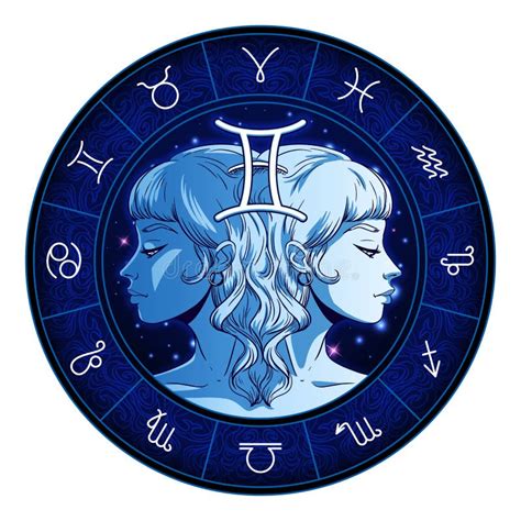 Gemini Zodiac Sign Artwork Beautiful Girl Face Horoscope Symbol Star
