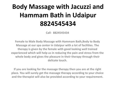 Body Massage With Jacuzzi And Hammam Bath In Udaipur 8824545434 By