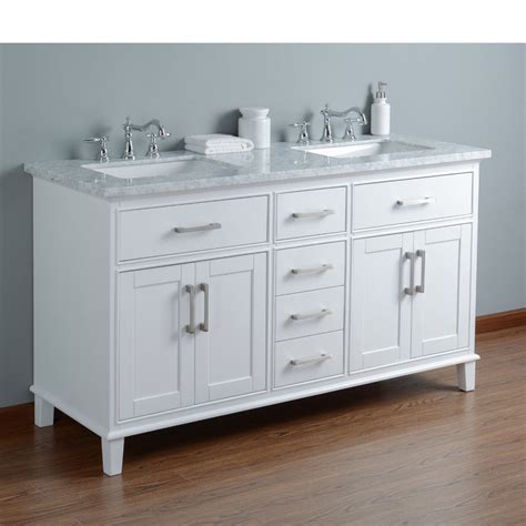 Stufurhome Leigh 60 Inches White Double Sink Bathroom Vanity Stufurhome