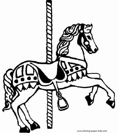 Coloring Pages Park Merry Round Amusement Carousel