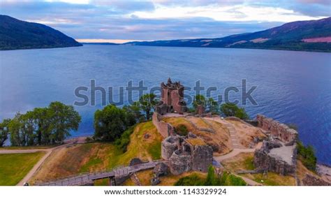 Urquhart Castle Loch Ness Evening Aerial Stock Photo Edit Now 1143329924