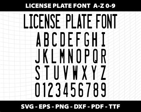 License Plate Font Svg Ttf Alphabet Letters License Plate Etsy Hong Kong