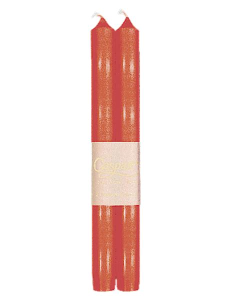 The colored taper candles are made by dipping a white core. Caspari Crown Candles Tapers 10 inch 2pk Spice - DigsNGifts