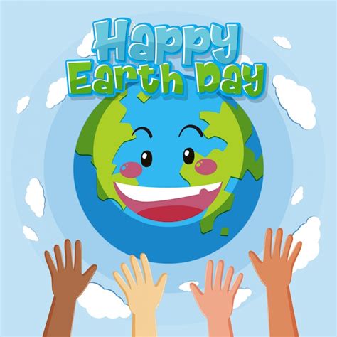 Premium Vector Happy Earth Day With Human Hands And Happy Earth