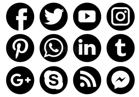 Social Media Icons Collection Of Social Media Icons Black Round On