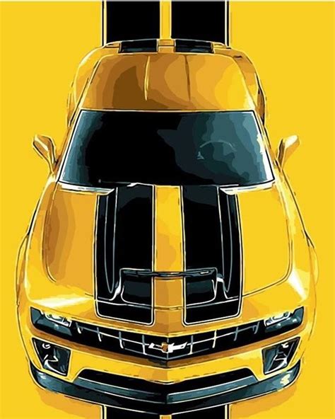 Black And Yellow Chevrolet Camaro Paint By Number Painting By Numbers