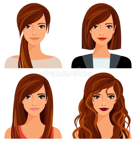 Young Woman In Different Clothes And With Different Hair Vector Illustration Stock Vector