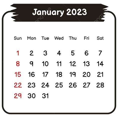Calendar January 2023 Vector Art Png 2023 January Calendar With Border