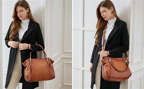 Heshe Womens Leather Handbags Tote Bag Top Handle Bag Hobo Shoulder
